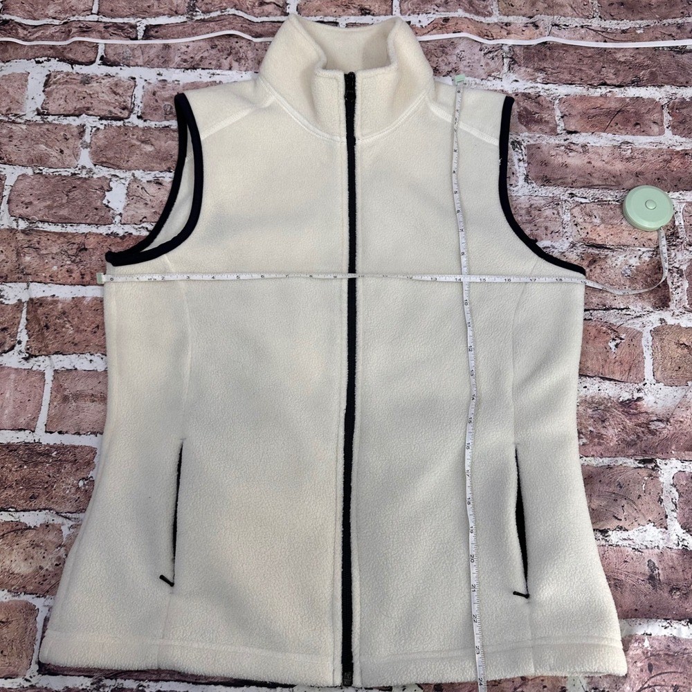 Eddie Bauer Polartec Fleece Vest Womens Medium Cream White Full Zip Outdoor - Picture 11 of 14